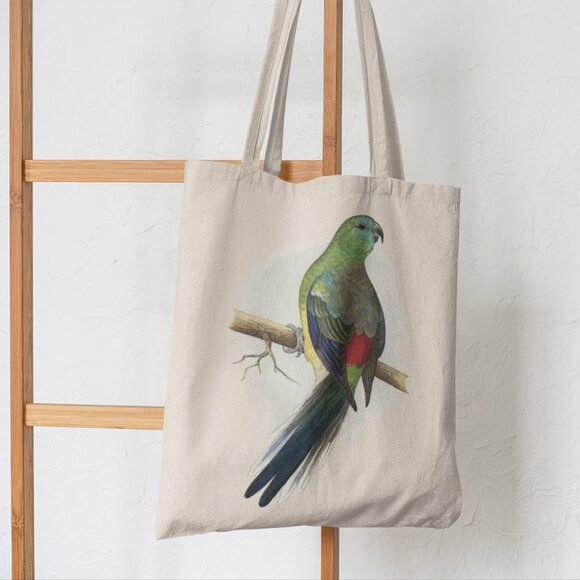 Red-Rumped Parrot Vintage Print Graphic Canvas Tote Bag - Picture 5 of 5